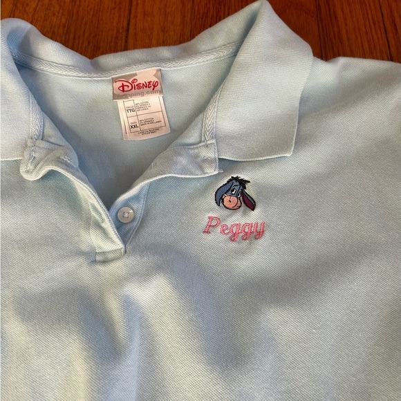 Disney Blue With Embroidered Eeyore Short Sleeve  Polo Shirt XXL - Picture 2 of 6